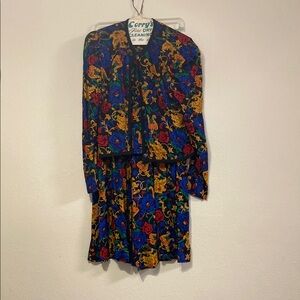 Vintage Jessica Howard Floral Patterned Flared Pants and Cardigan Set